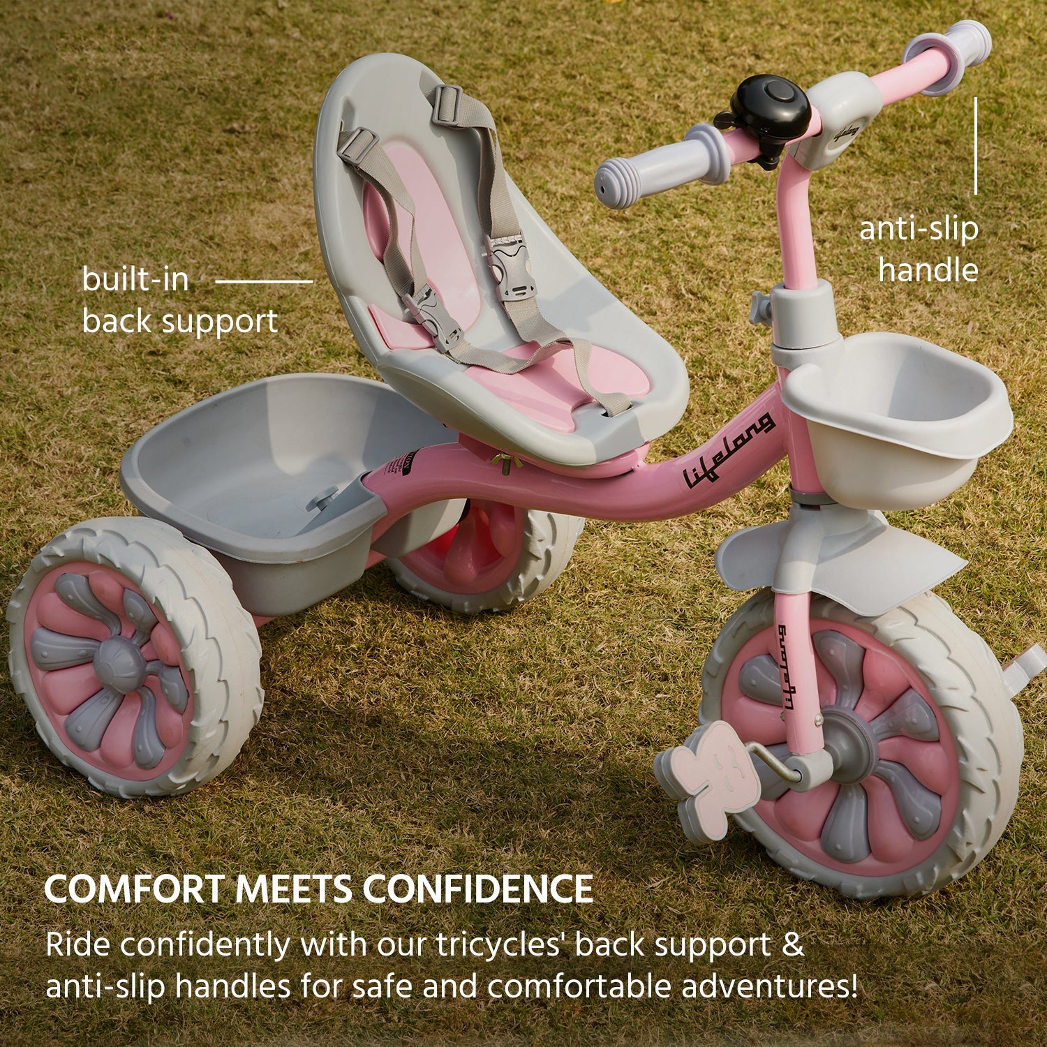 Kids Trike Cycle, Pink & Grey