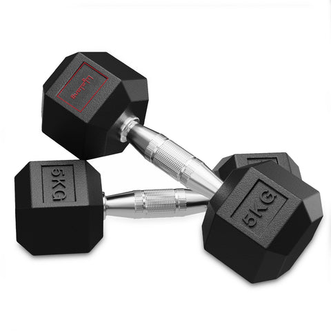 Rubber-Coated Dumbbells Set for Home Gym