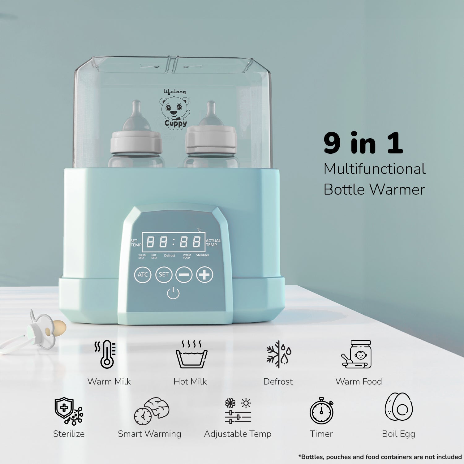 2-in-1 Bottle Warmer and Sterilizer for 2 Bottles