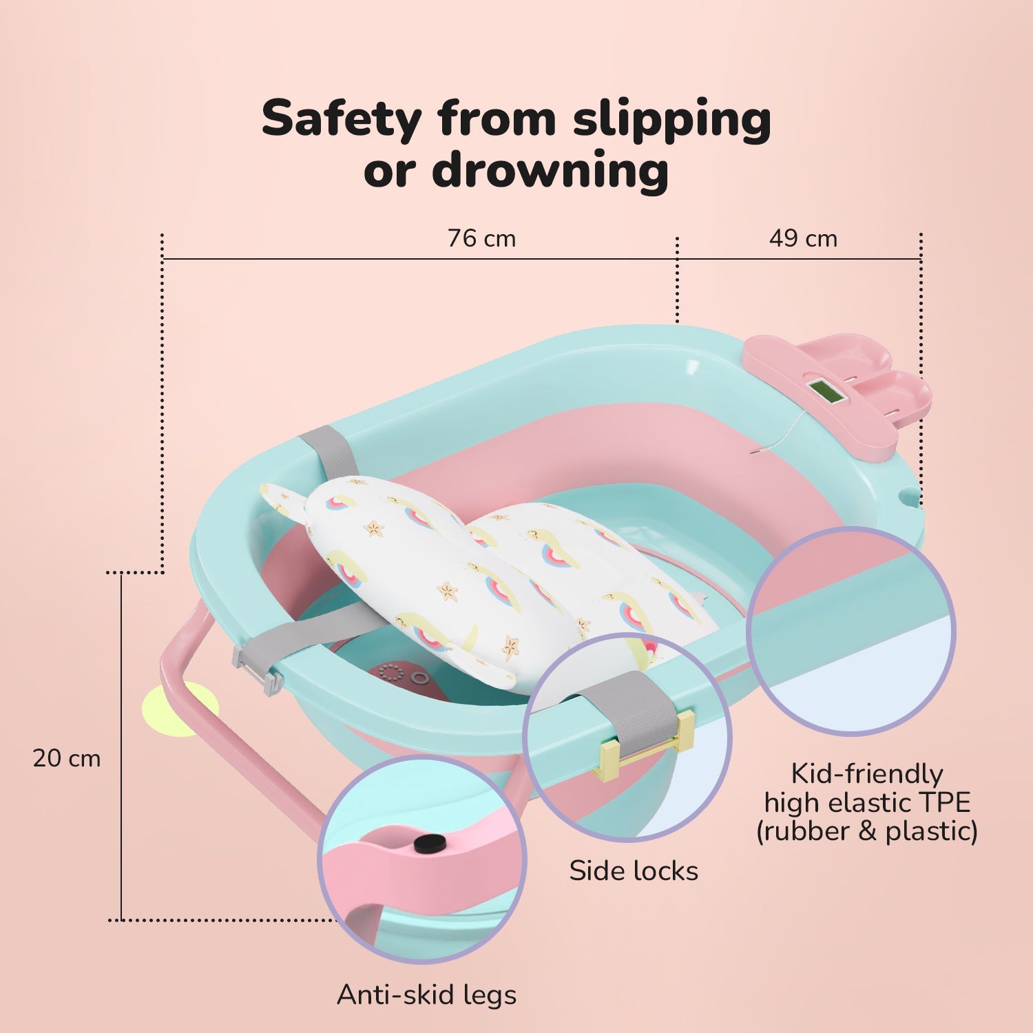 Foldable Baby Bath Tub with Thermometer