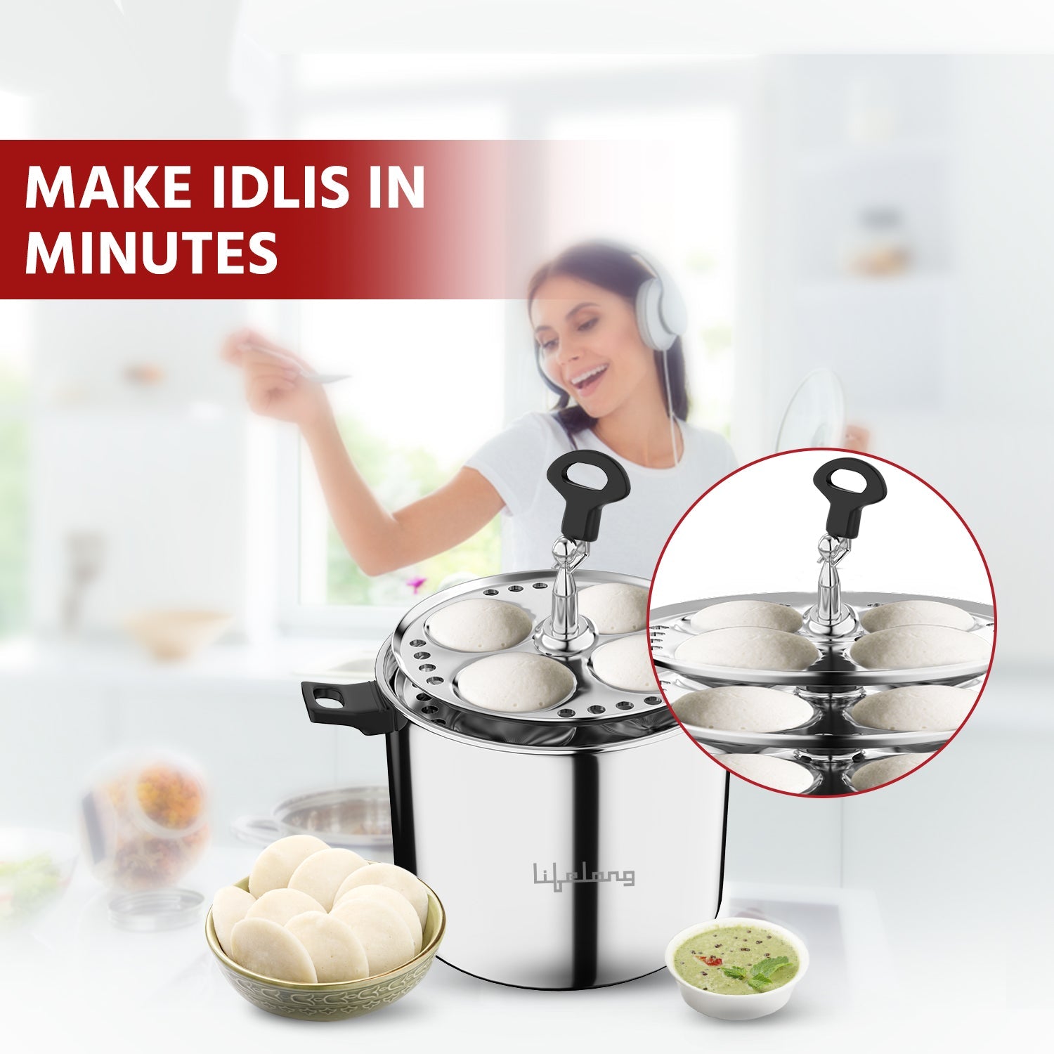 3-Plate Stainless Steel Idli Cooker for Induction & Gas