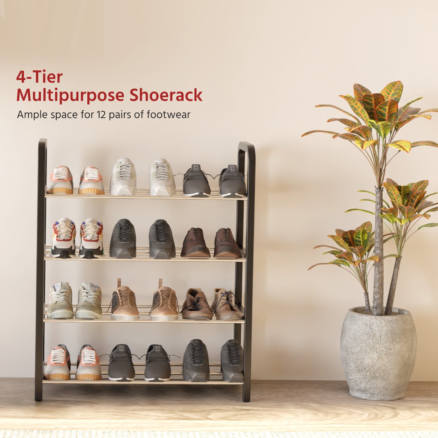 4-Tier Shoe Rack for Home Organizer