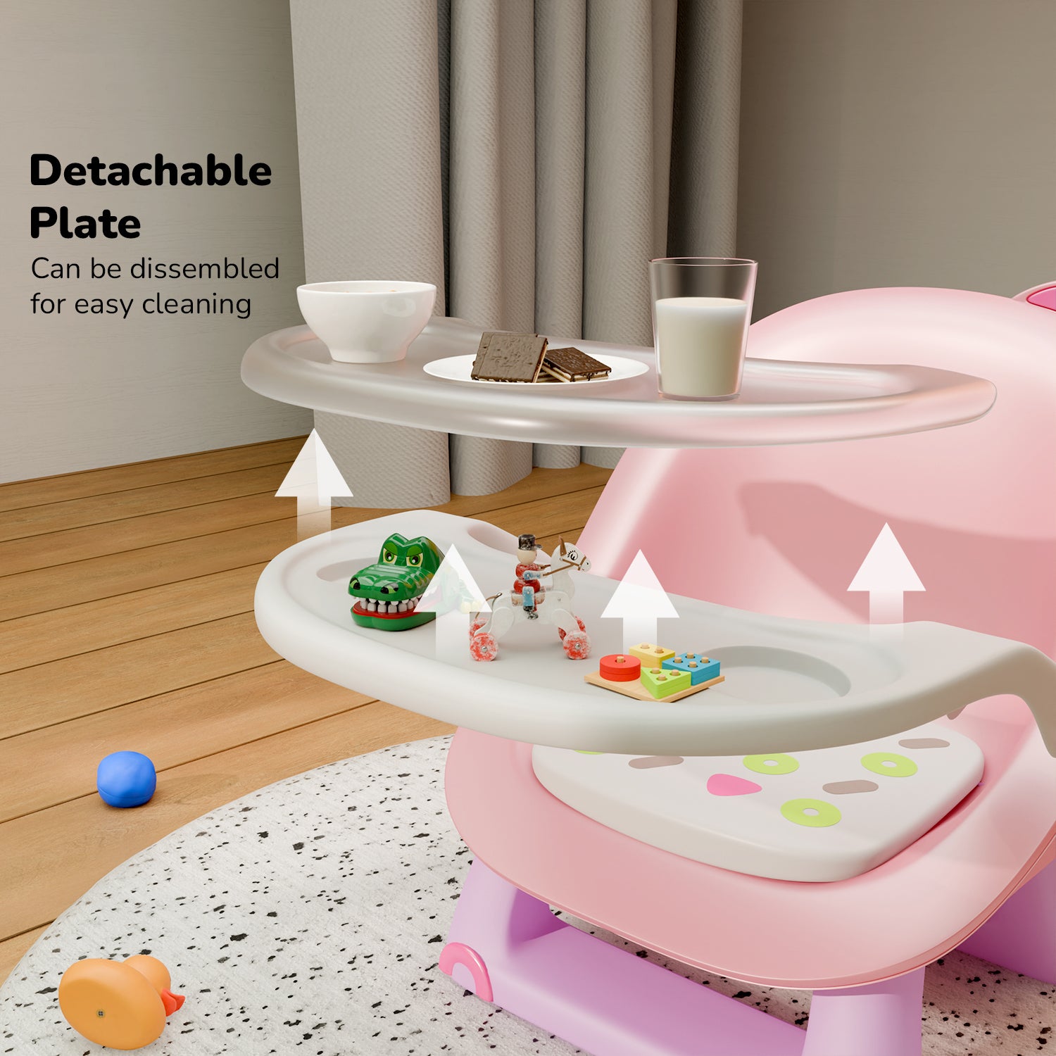 Baby Chair with Detachable Food Tray - Pink & Purple