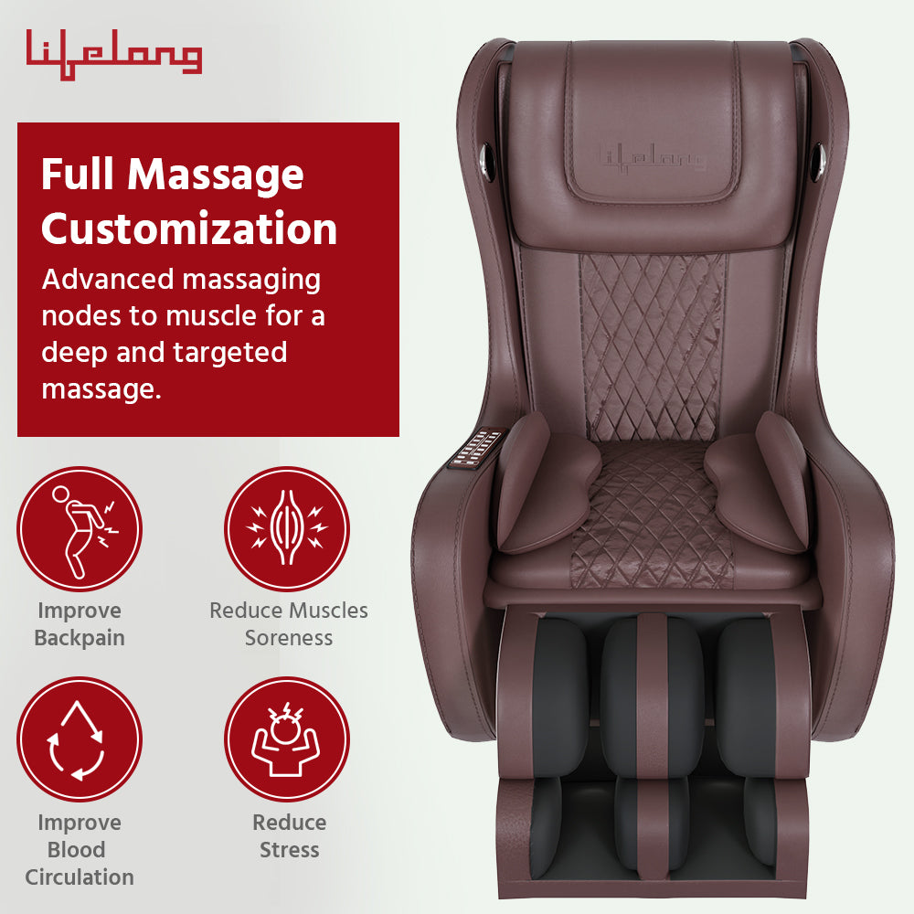 Lifelong  Full Body Massage Chair with Recliner and powerful 3D Back, Leg and Foot Rollers