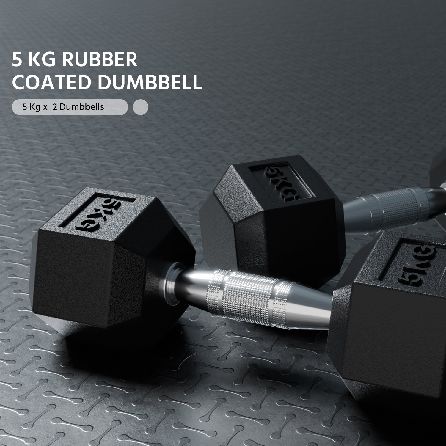 Rubber-Coated Dumbbells Set for Home Gym