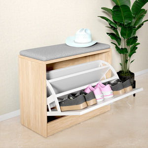 Wooden Shoe Rack Cabinet with Adjustable Shelf