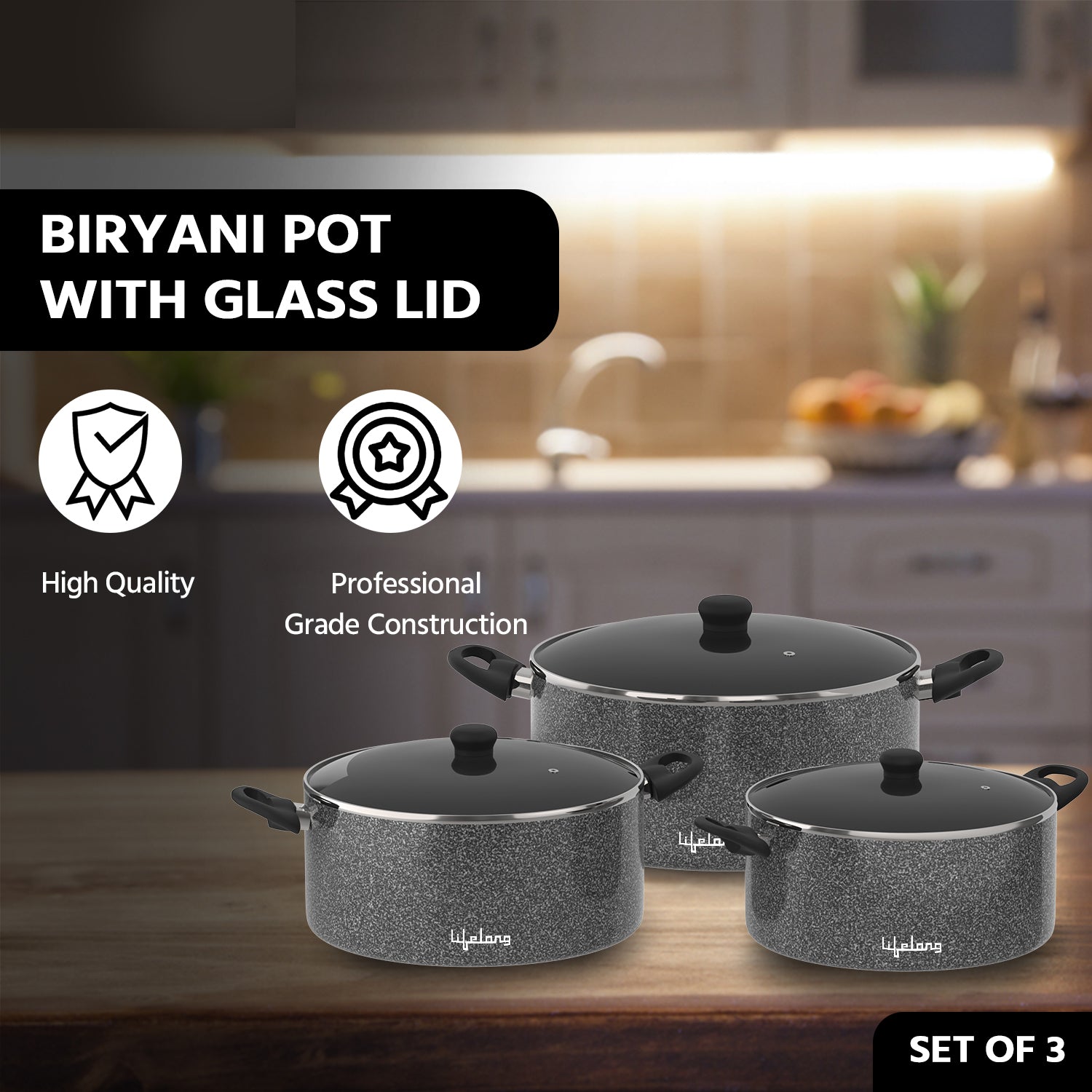 Biryani Pot Set with Glass Lid