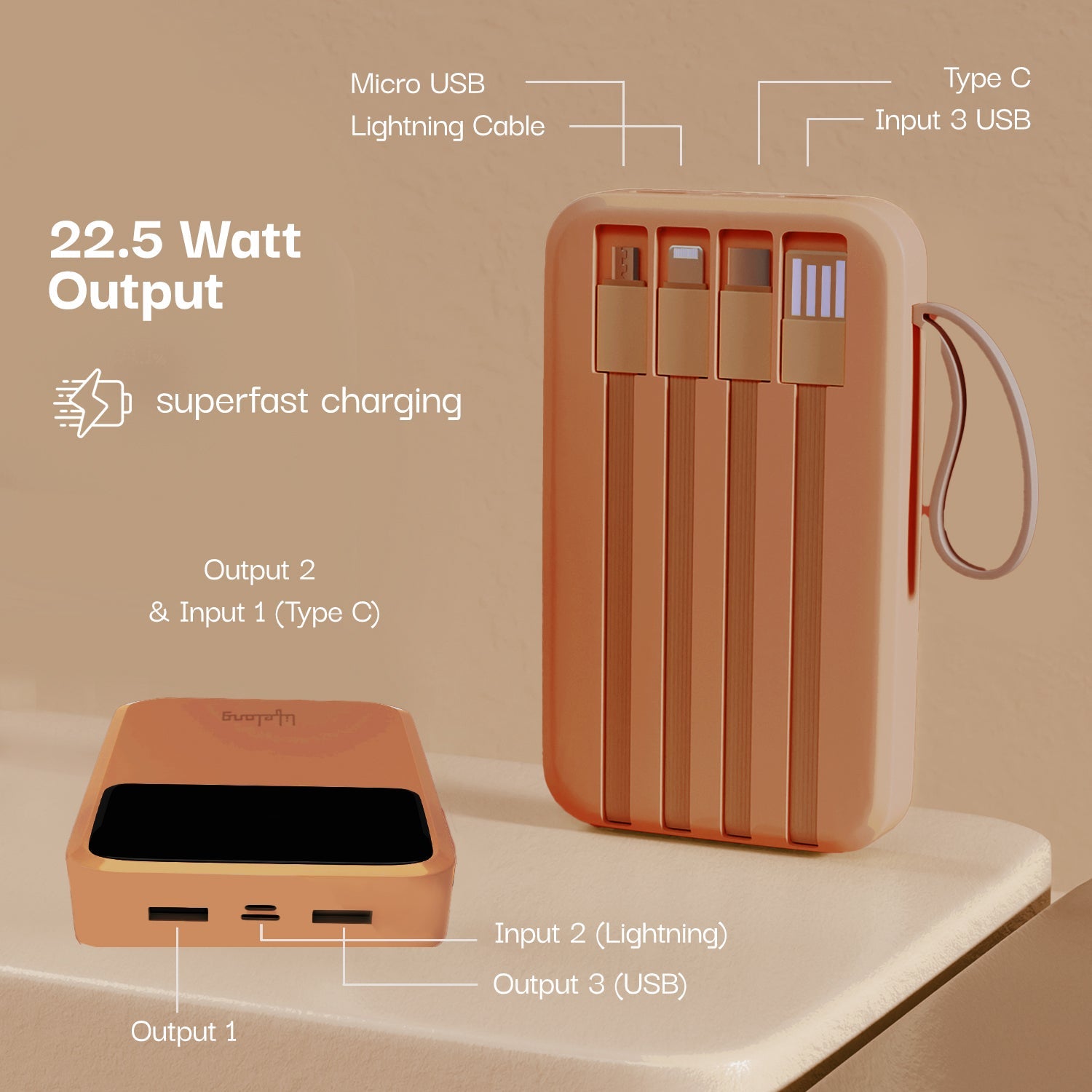 20000 mAh Power Bank - Rust Orange