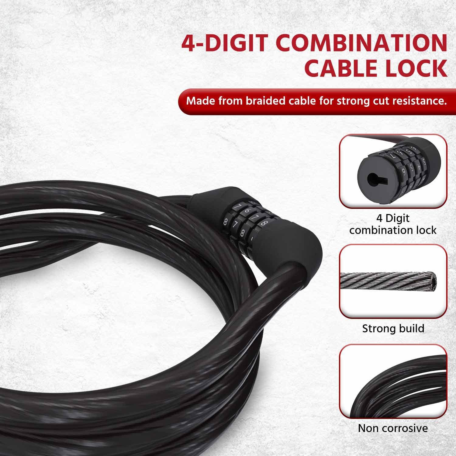 4-Digit Numeric Bike Helmet Lock