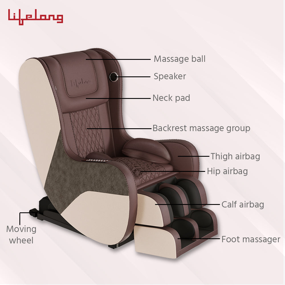 Lifelong  Full Body Massage Chair with Recliner and powerful 3D Back, Leg and Foot Rollers