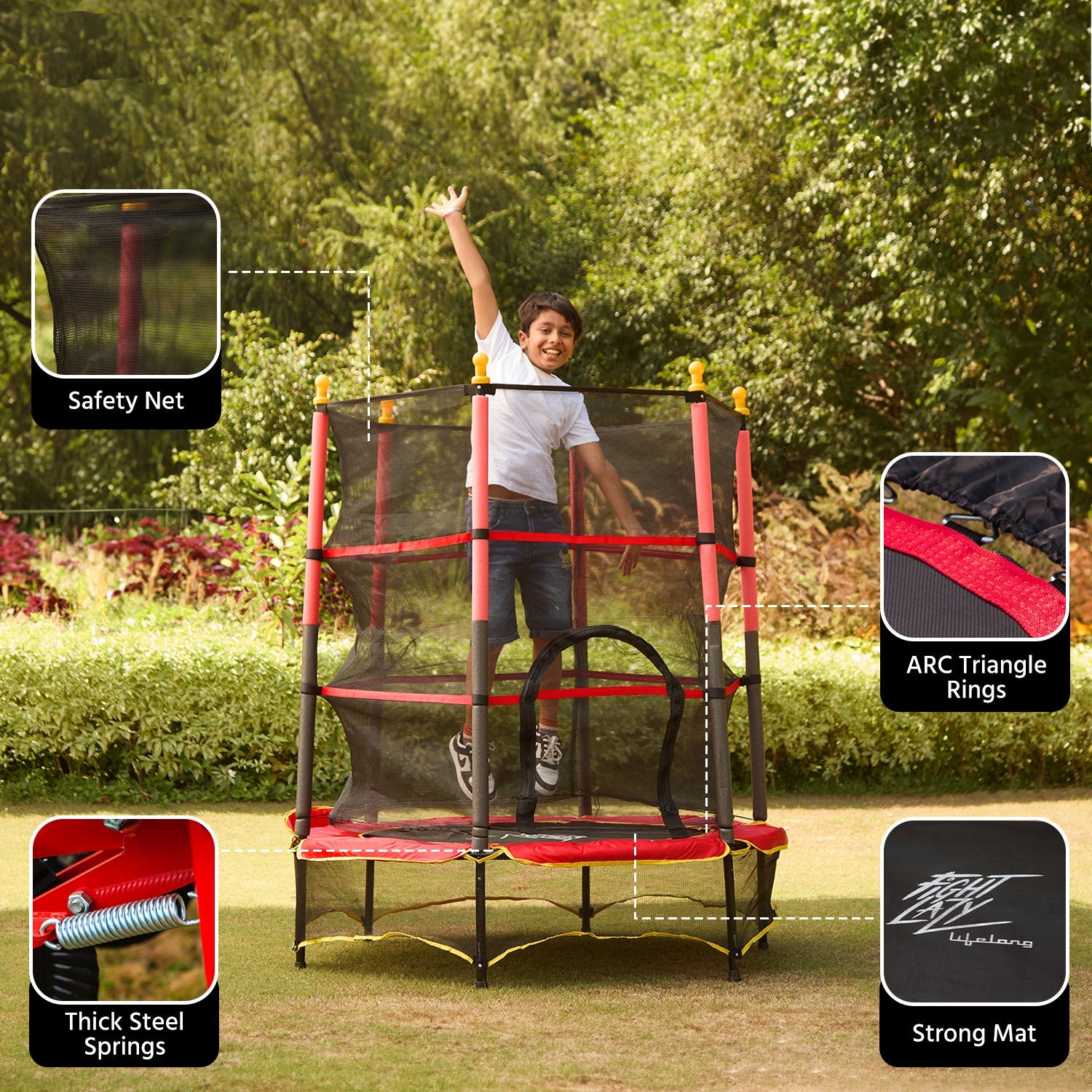 55-Inch Kids Trampoline with Safety Net