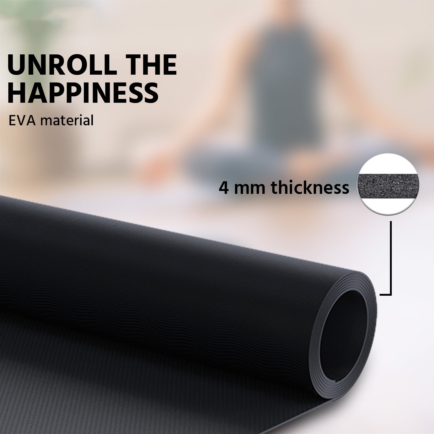 EVA Yoga Mat | 4mm Anti-Slip Black