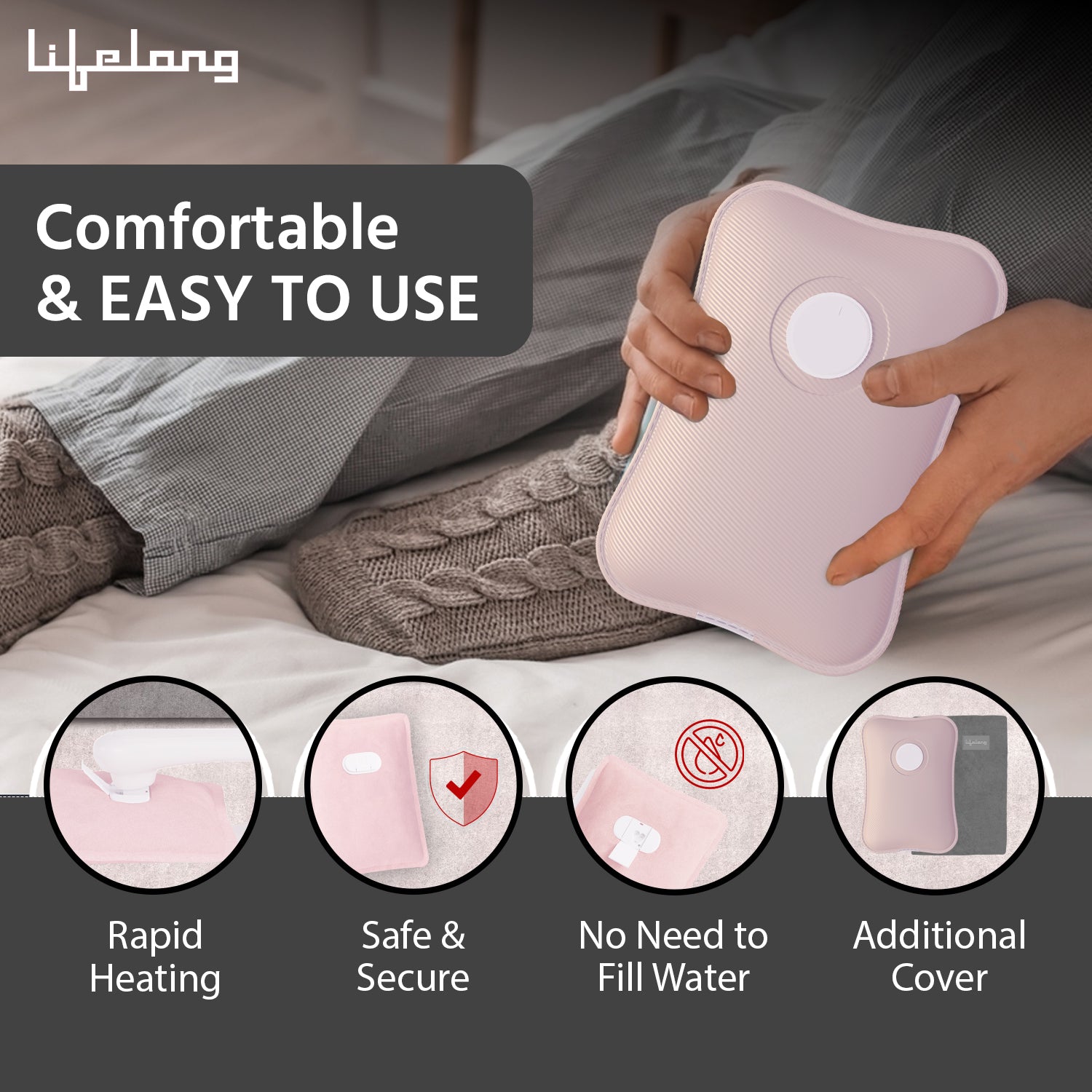 Lifelong Hot Water Bag for Full Body Pain Relief|Dual Insulation Silicon Technology|Heating Gel Pad