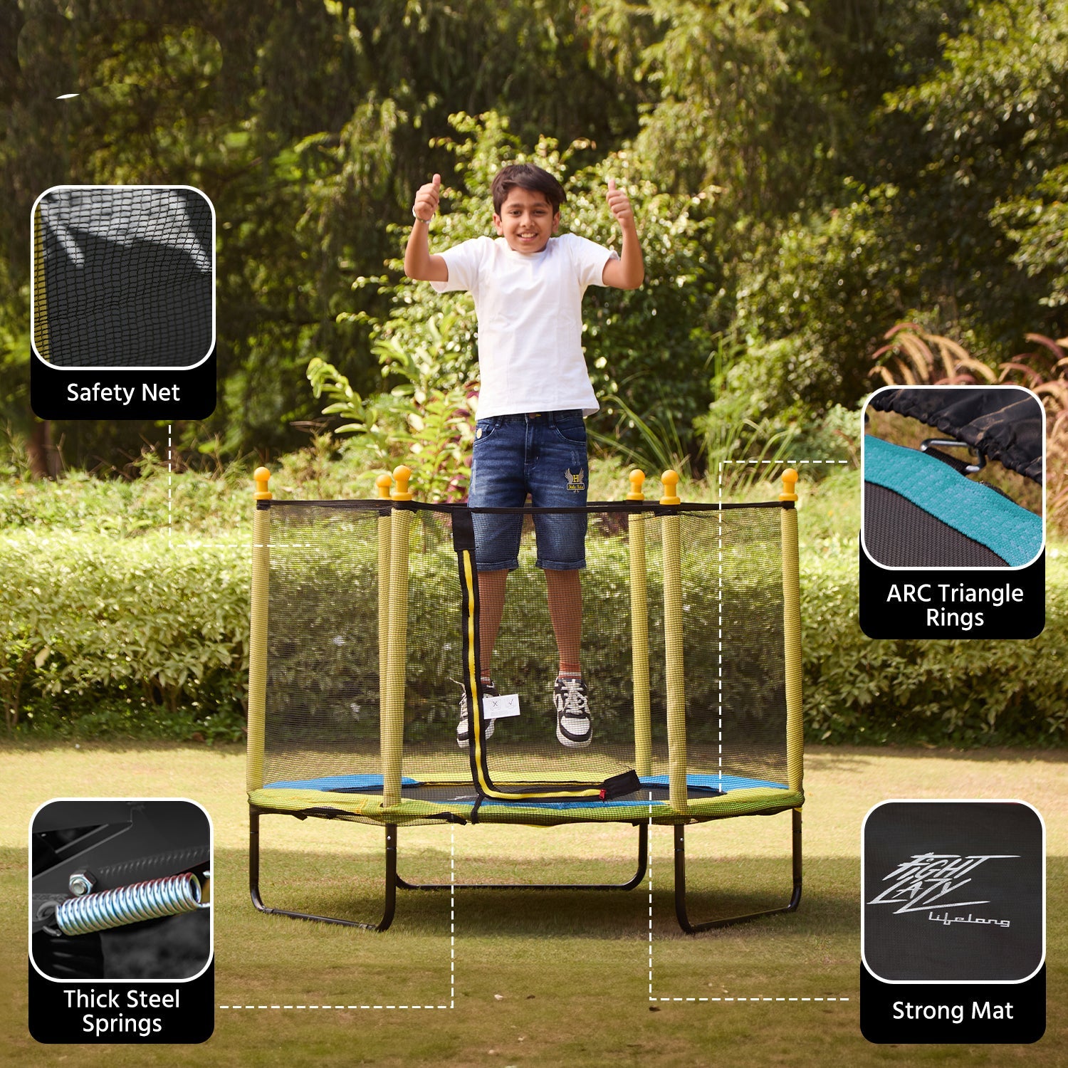 55-Inch Kids Trampoline with Circular Base