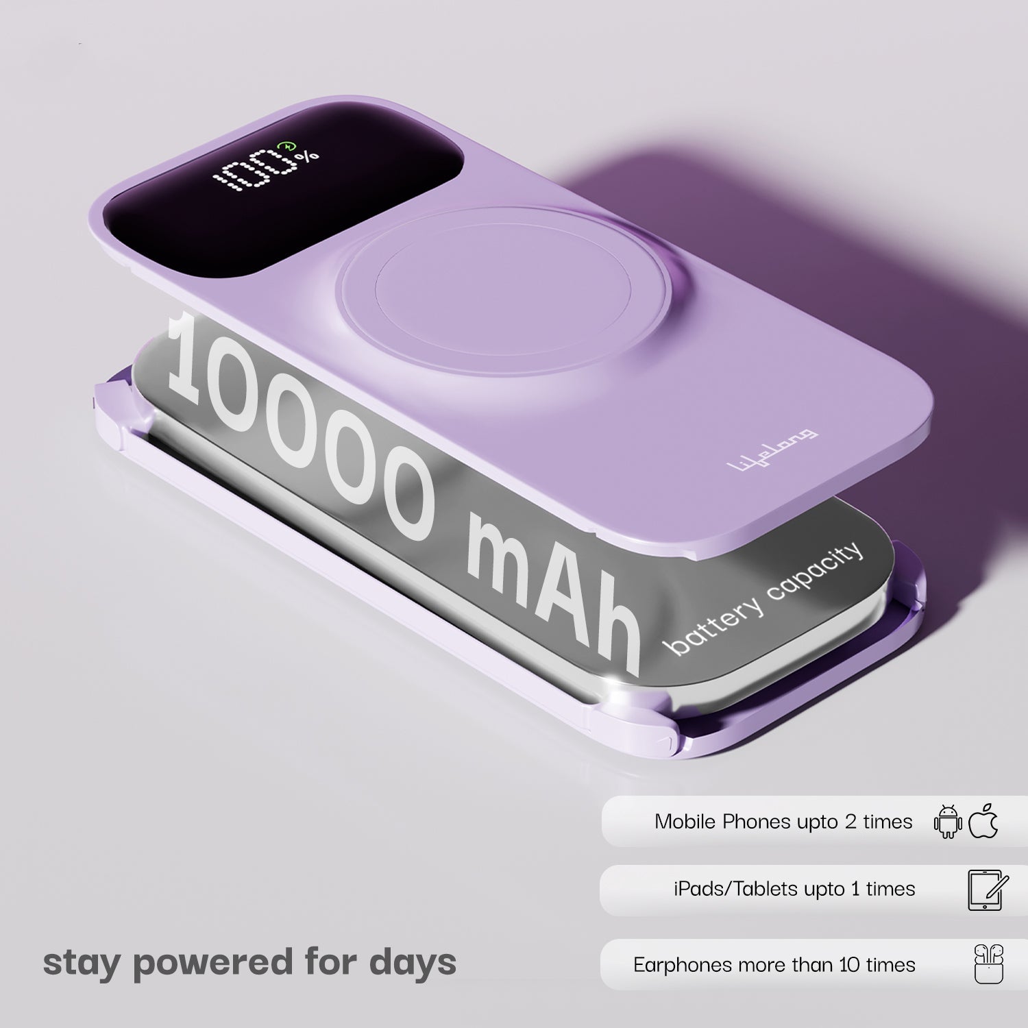 Wireless Power Bank 10000mAh-Purple