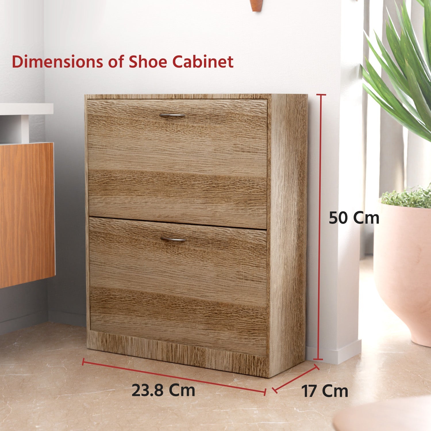 Wooden Shoe Rack Cabinet with Adjustable Shelf