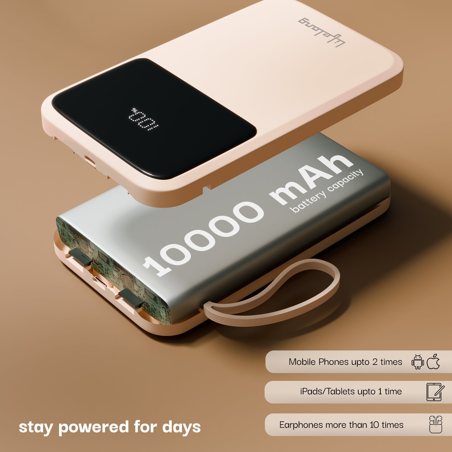 ZenCharge 10000 mAh Power Bank (Peach)