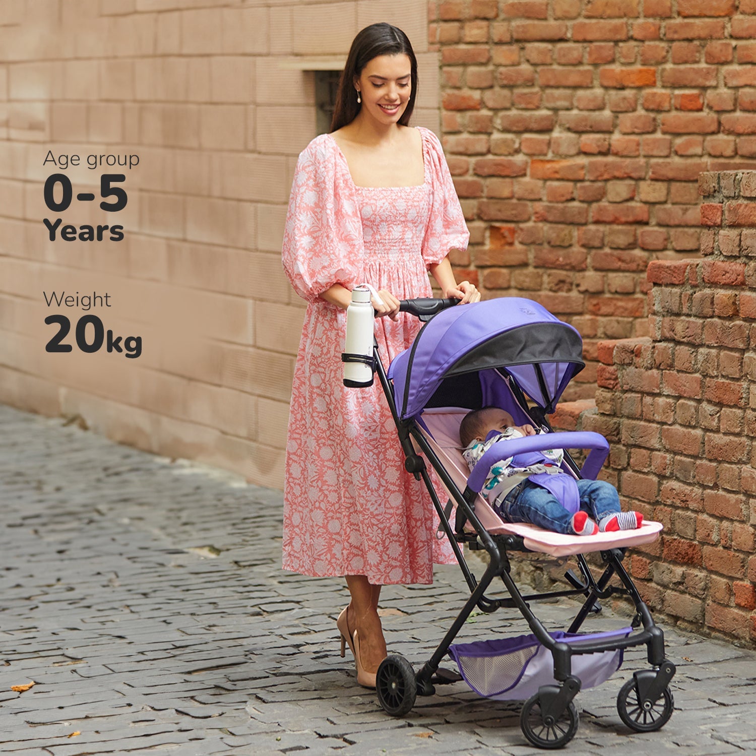 Lightweight Baby Stroller with One-Hand Fold