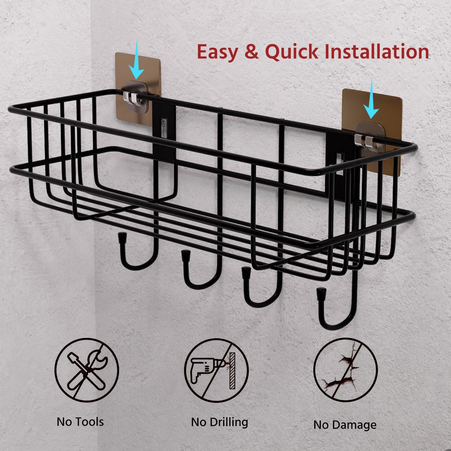 Mild Steel Wall-Mounted Bathroom Shelf