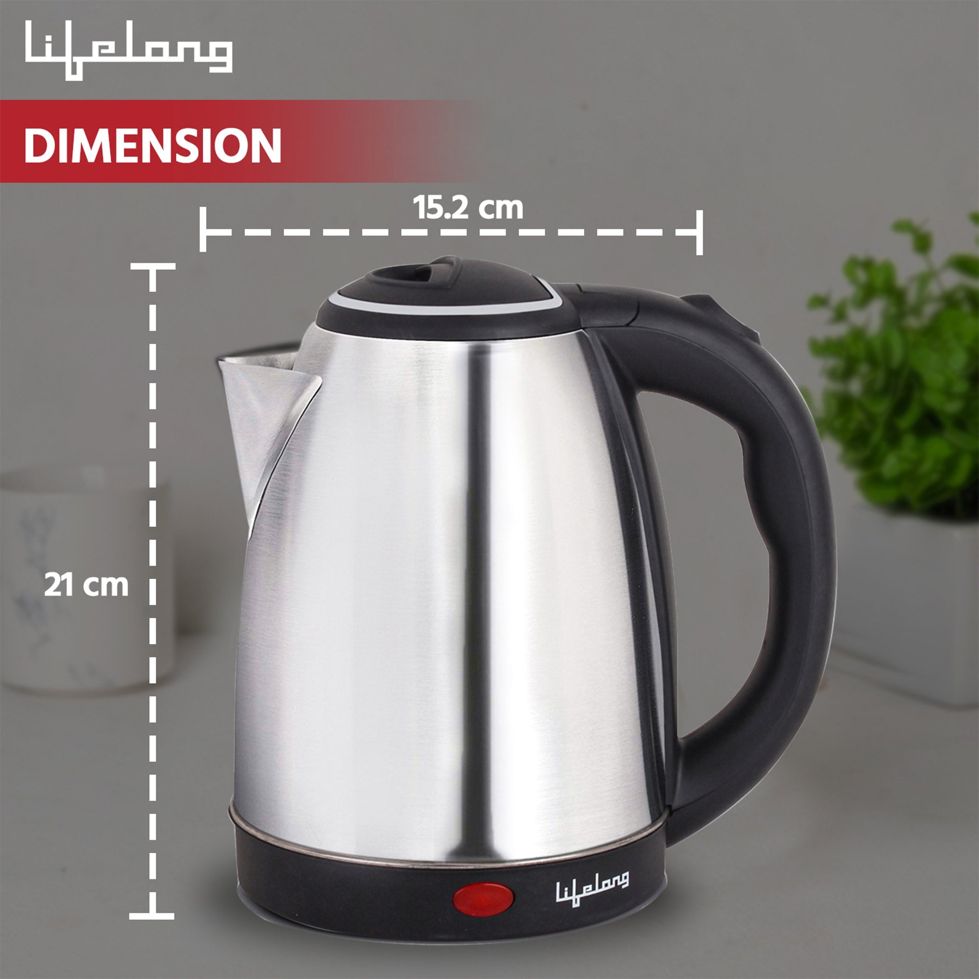 Electric Kettle 1.5L with Stainless Steel Body, Easy and Fast Boiling of Water for Instant Noodles, Soup, Tea