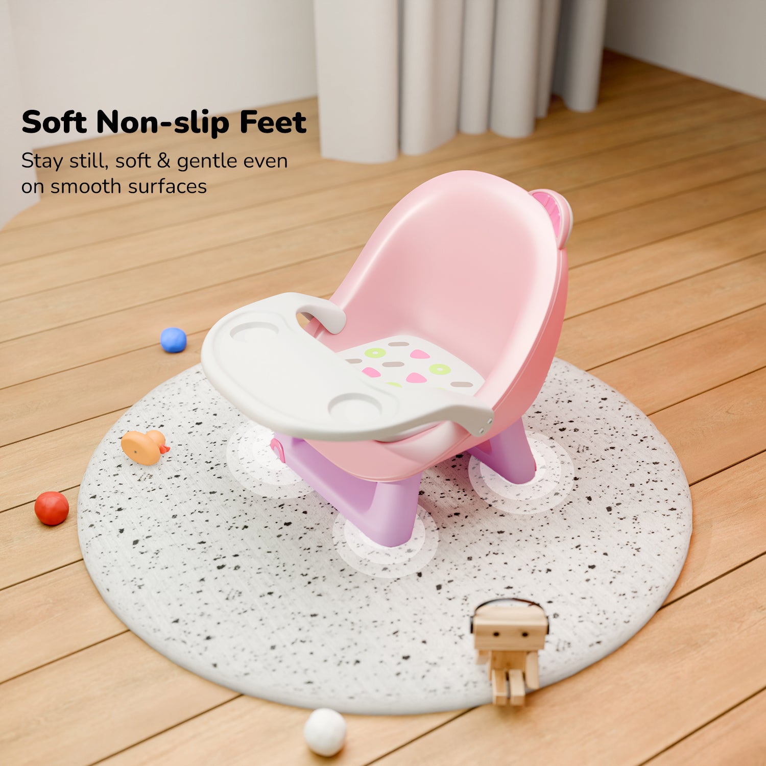 Baby Chair with Detachable Food Tray - Pink & Purple