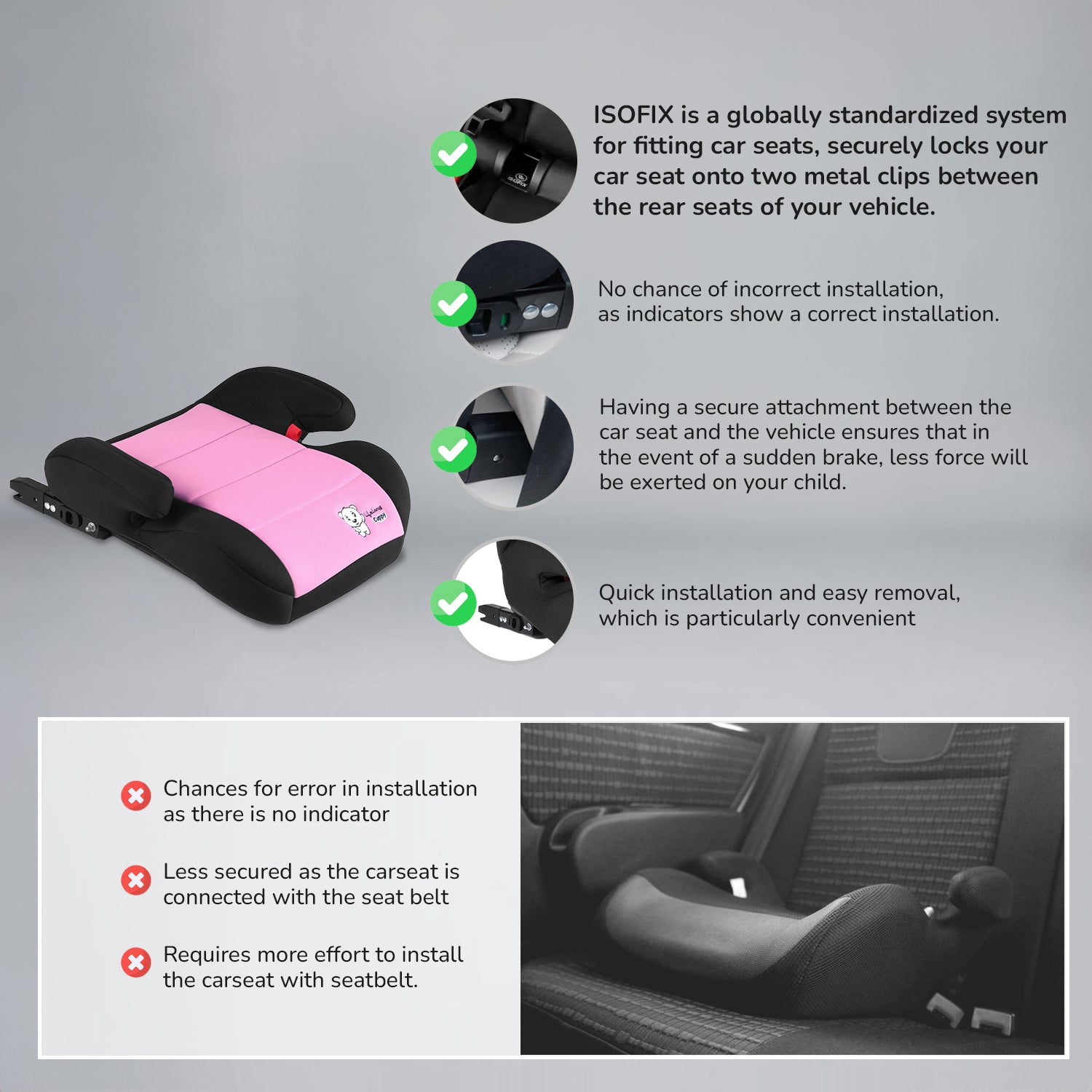 Lightweight Booster Isofix Car Seat for 3 to 8 Years