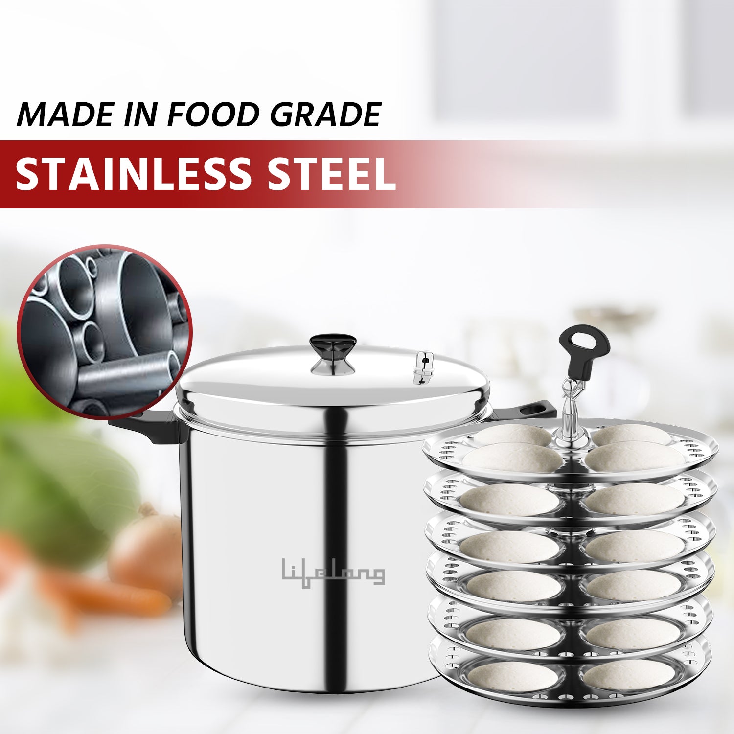 3-Plate Stainless Steel Idli Cooker for Induction & Gas