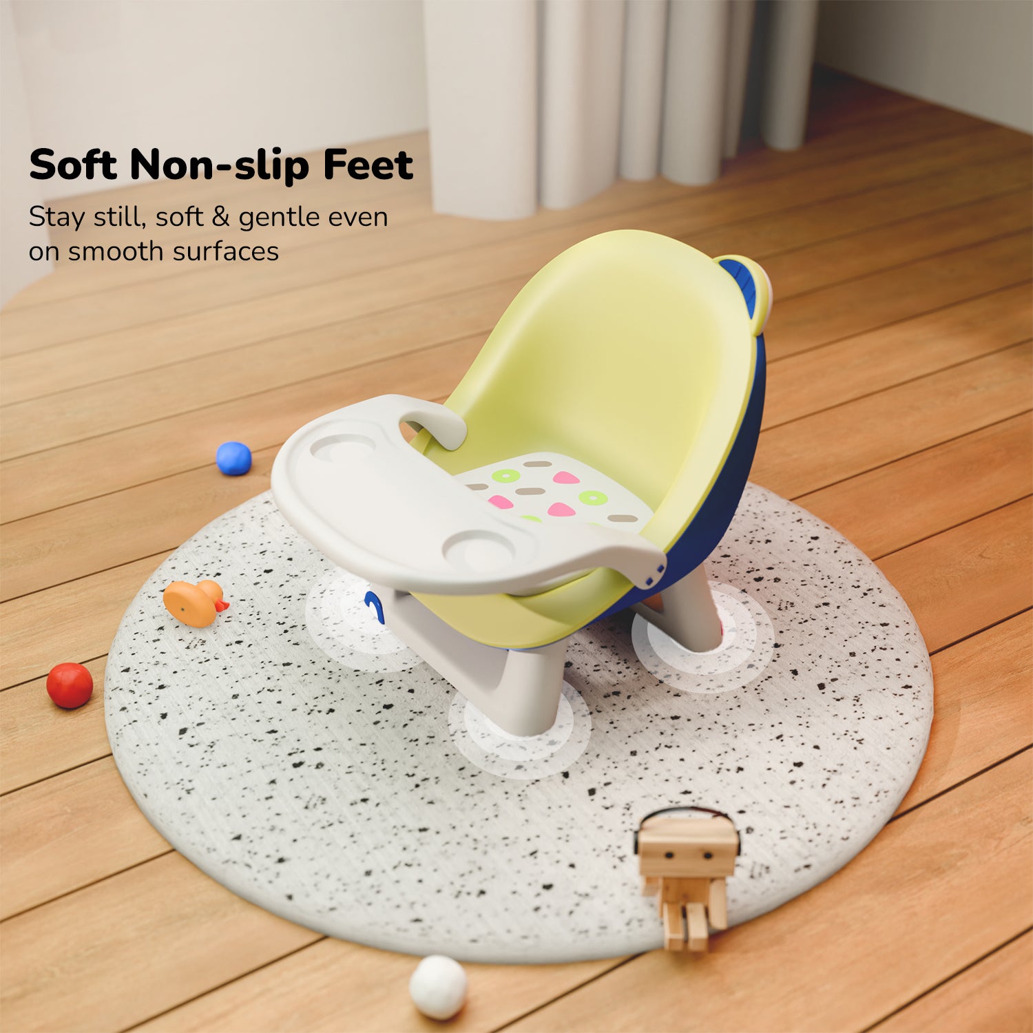 Baby Chair with Detachable Food Tray- Yellow and Blue