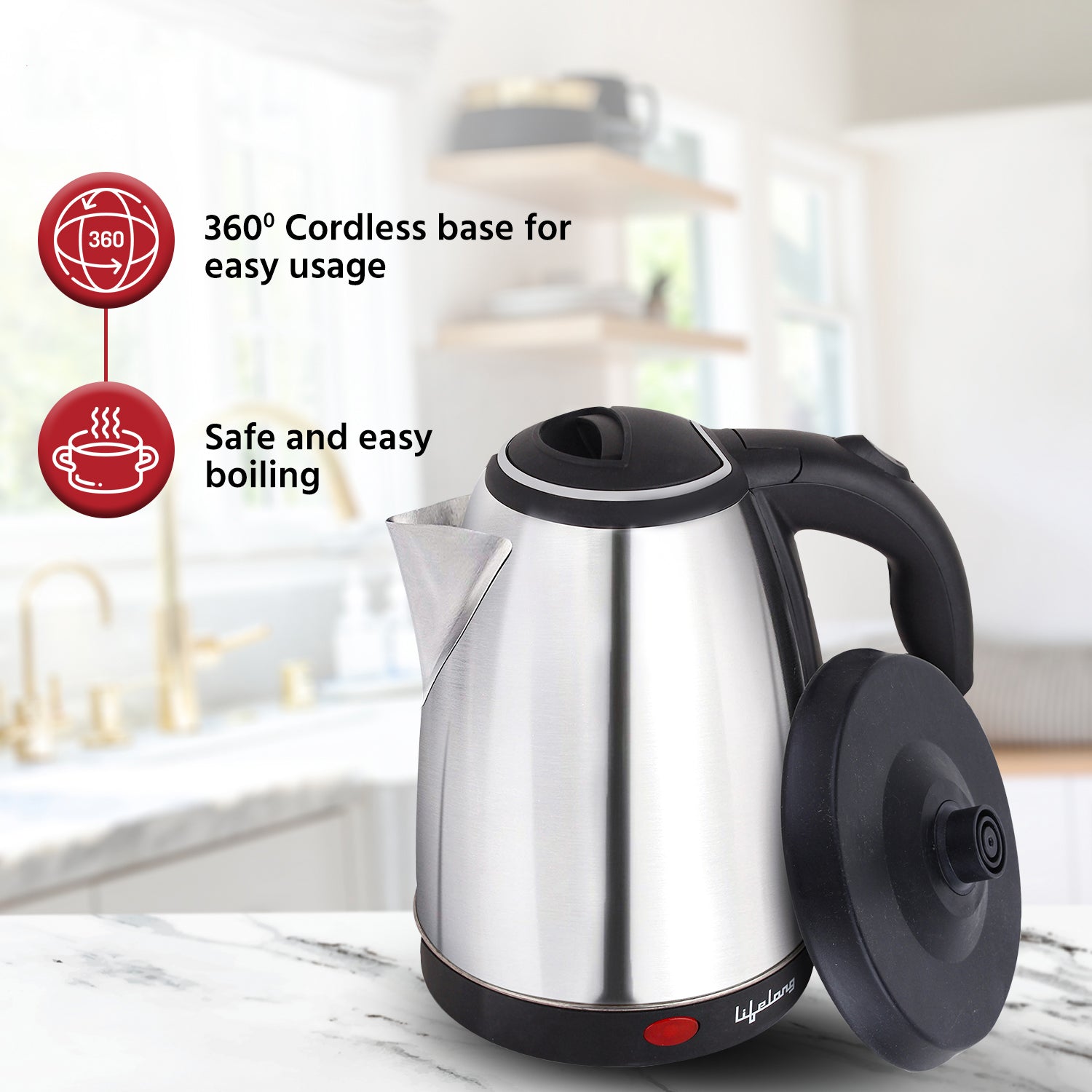 1.5L Electric Kettle with Stainless Steel Body