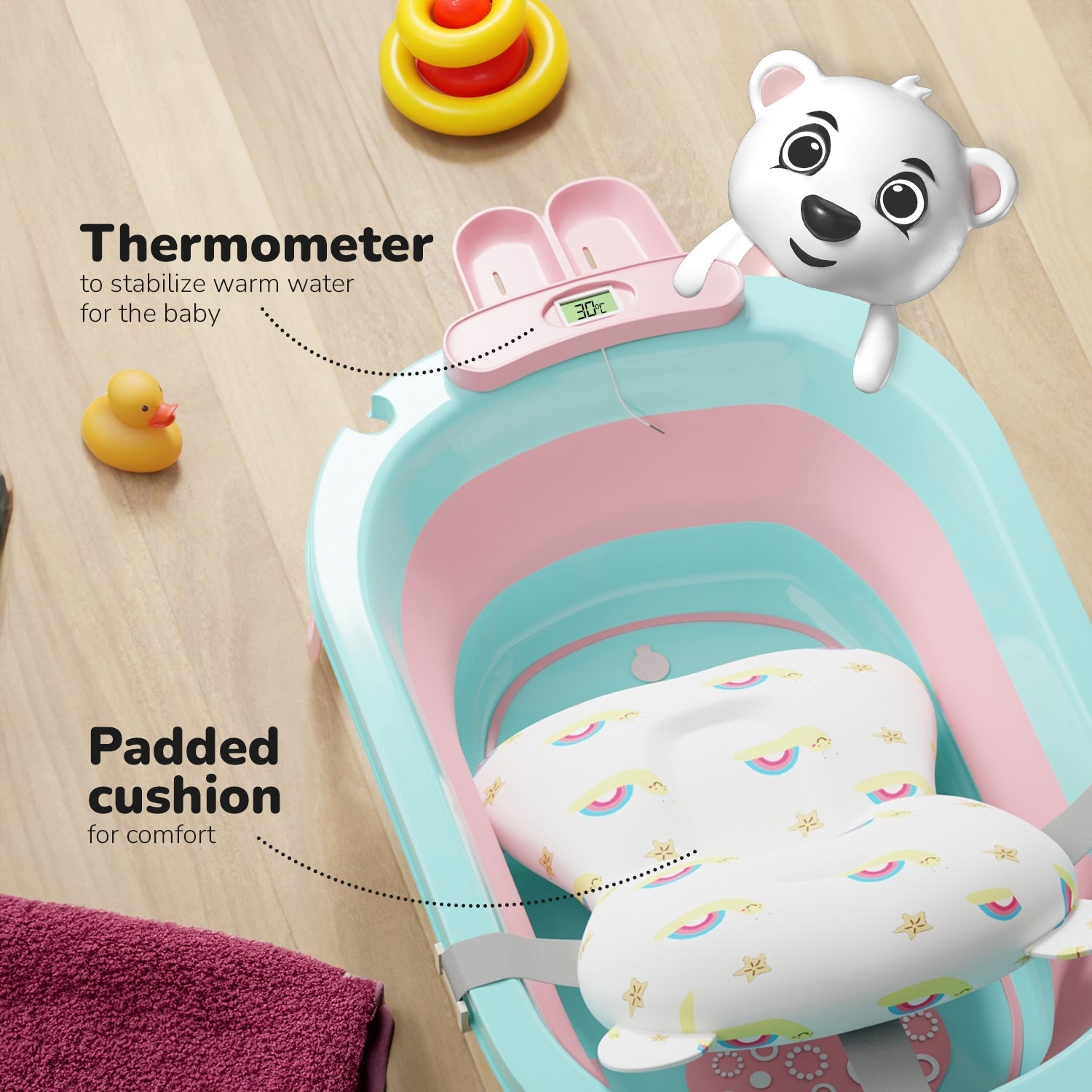 Foldable Baby Bath Tub with Thermometer