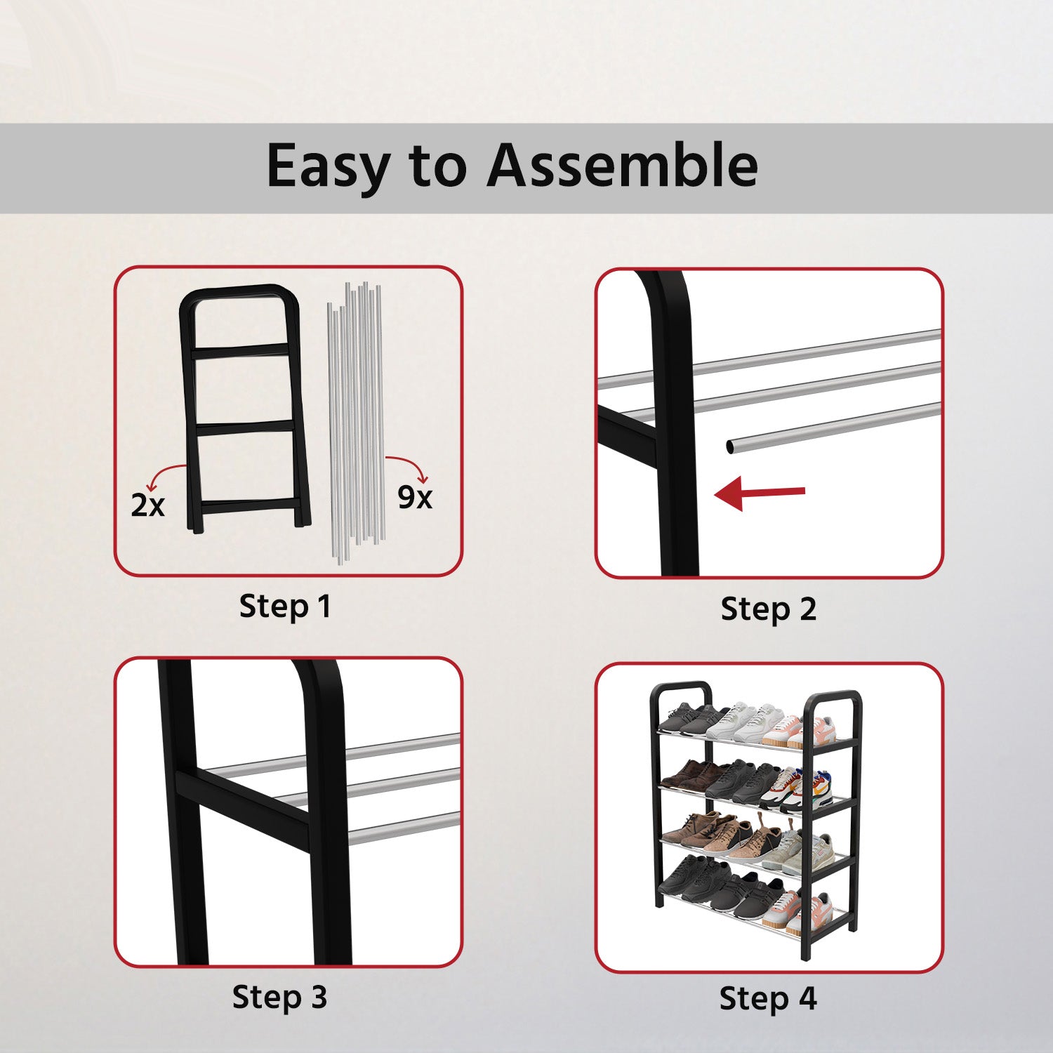 4-Tier Shoe Rack for Home Organizer