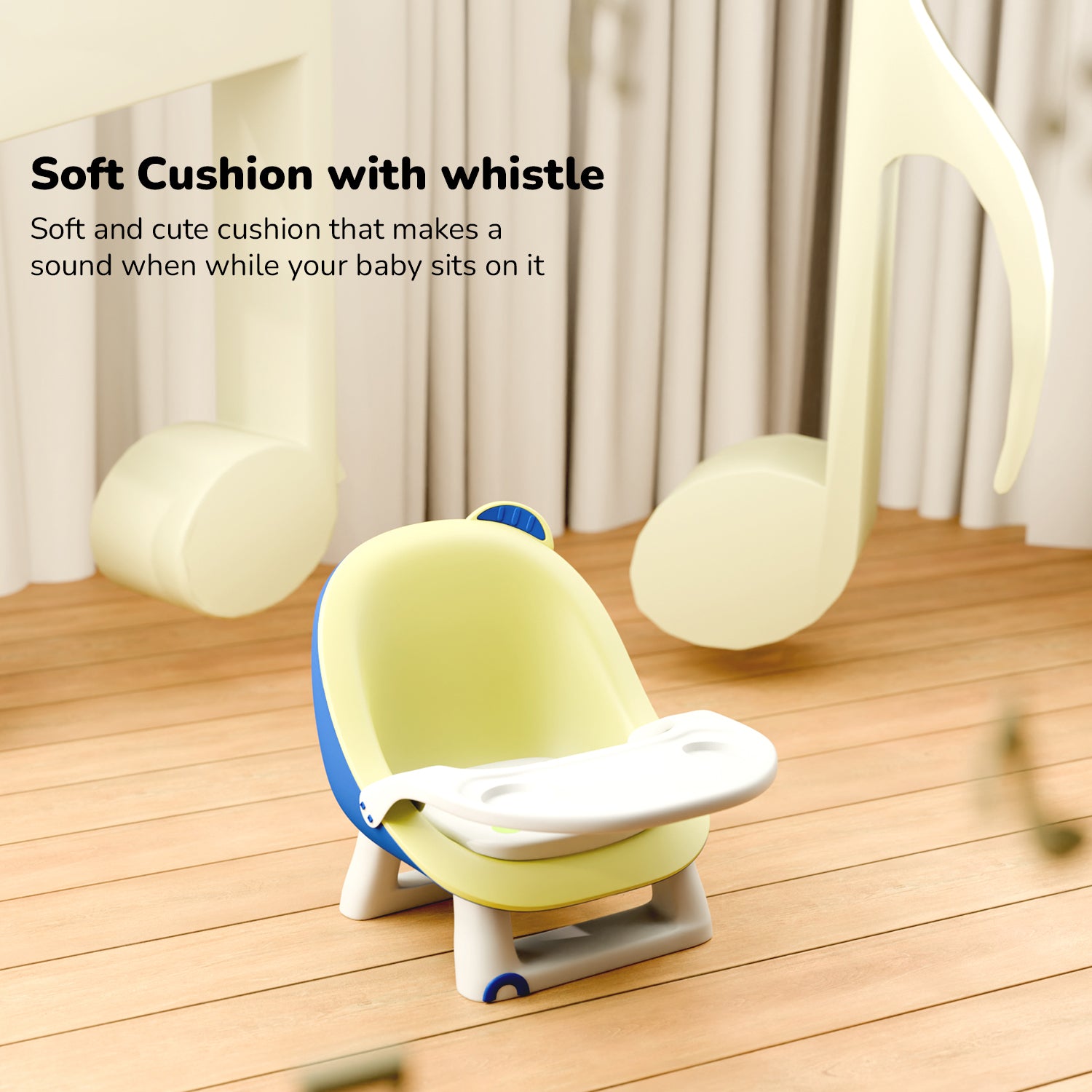 Baby Chair with Detachable Food Tray- Yellow and Blue