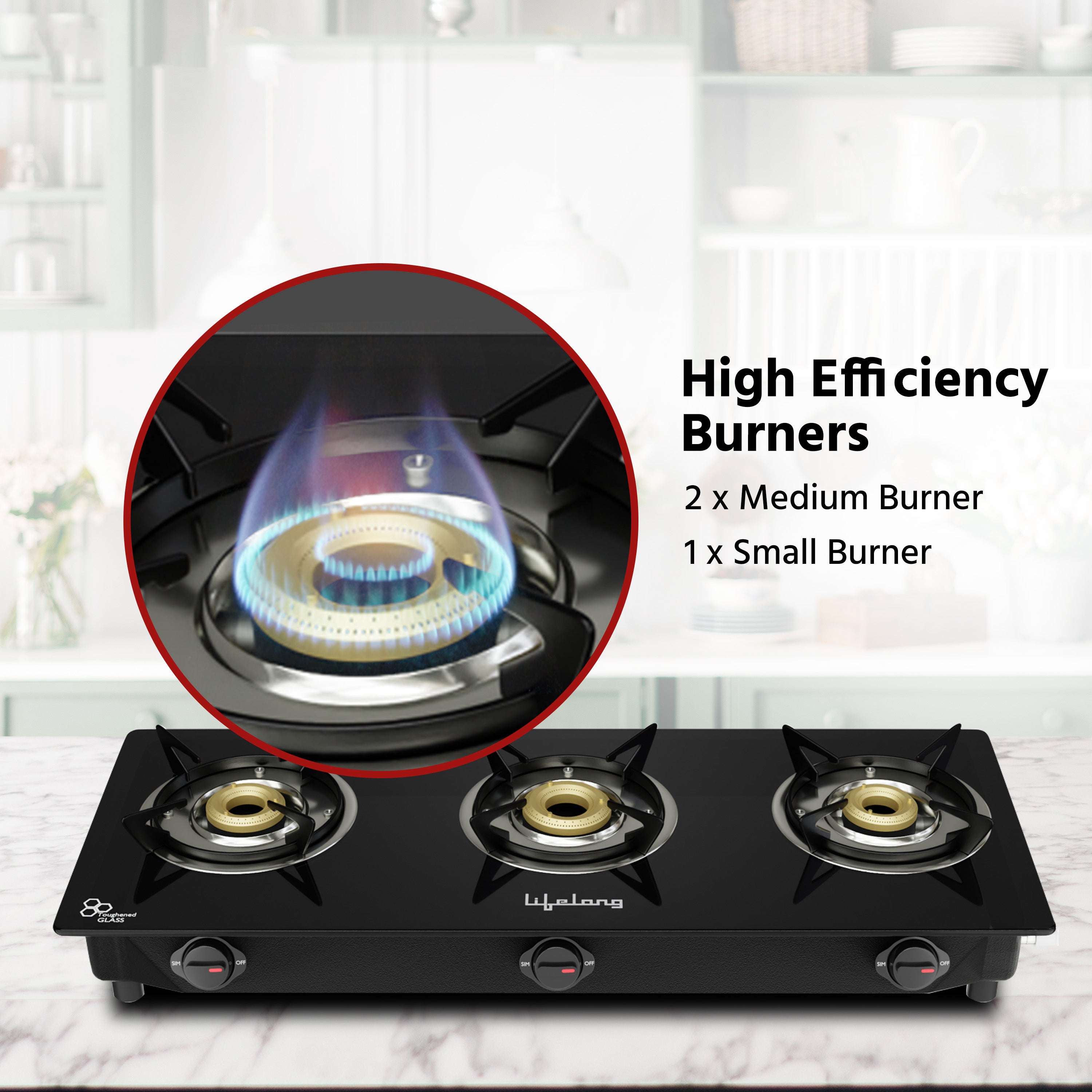 High Efficiency 3 Burner Gas Stove