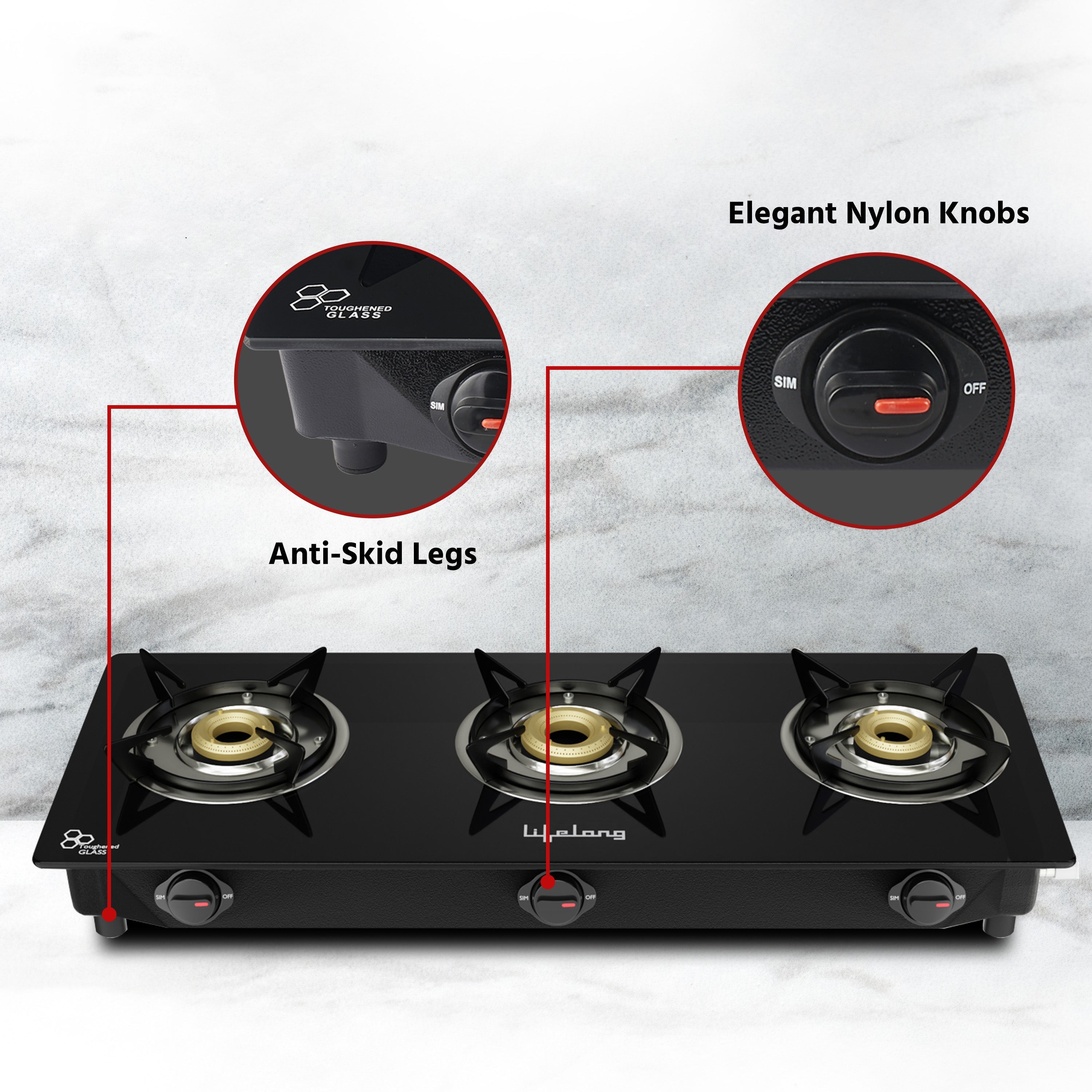 High Efficiency 3 Burner Gas Stove