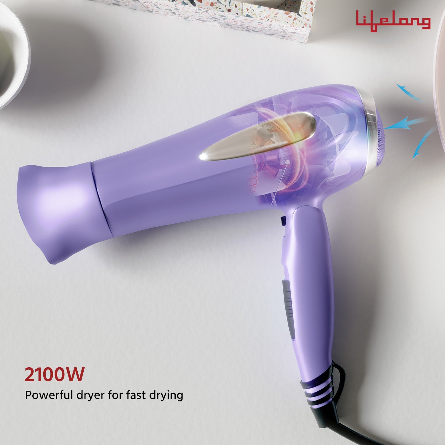 Lifelong Hair Dryer | 1 Year Warranty | Hair Dryer For Women & Men, 2100 Watts, Blow Dryer for Hair Styling, Portable Dryer Machine