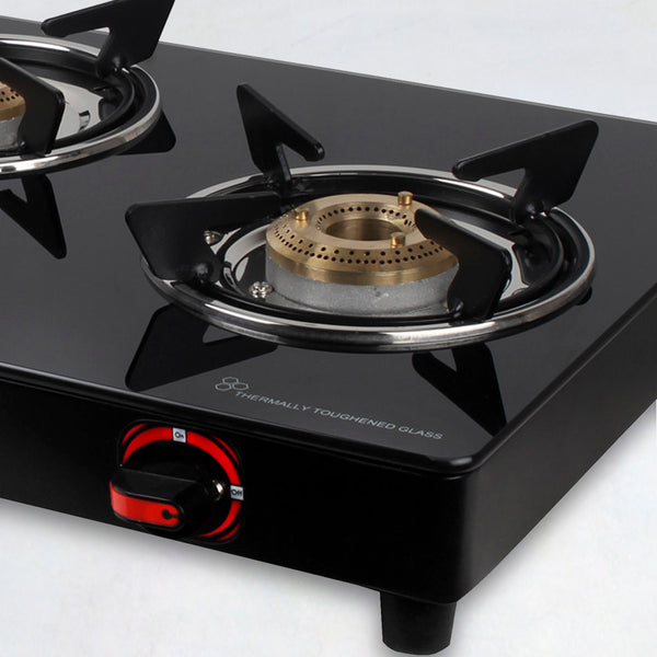 Lifelong | Glass Top 3 Burner Gas Stove, Manual Ignition, Black ...